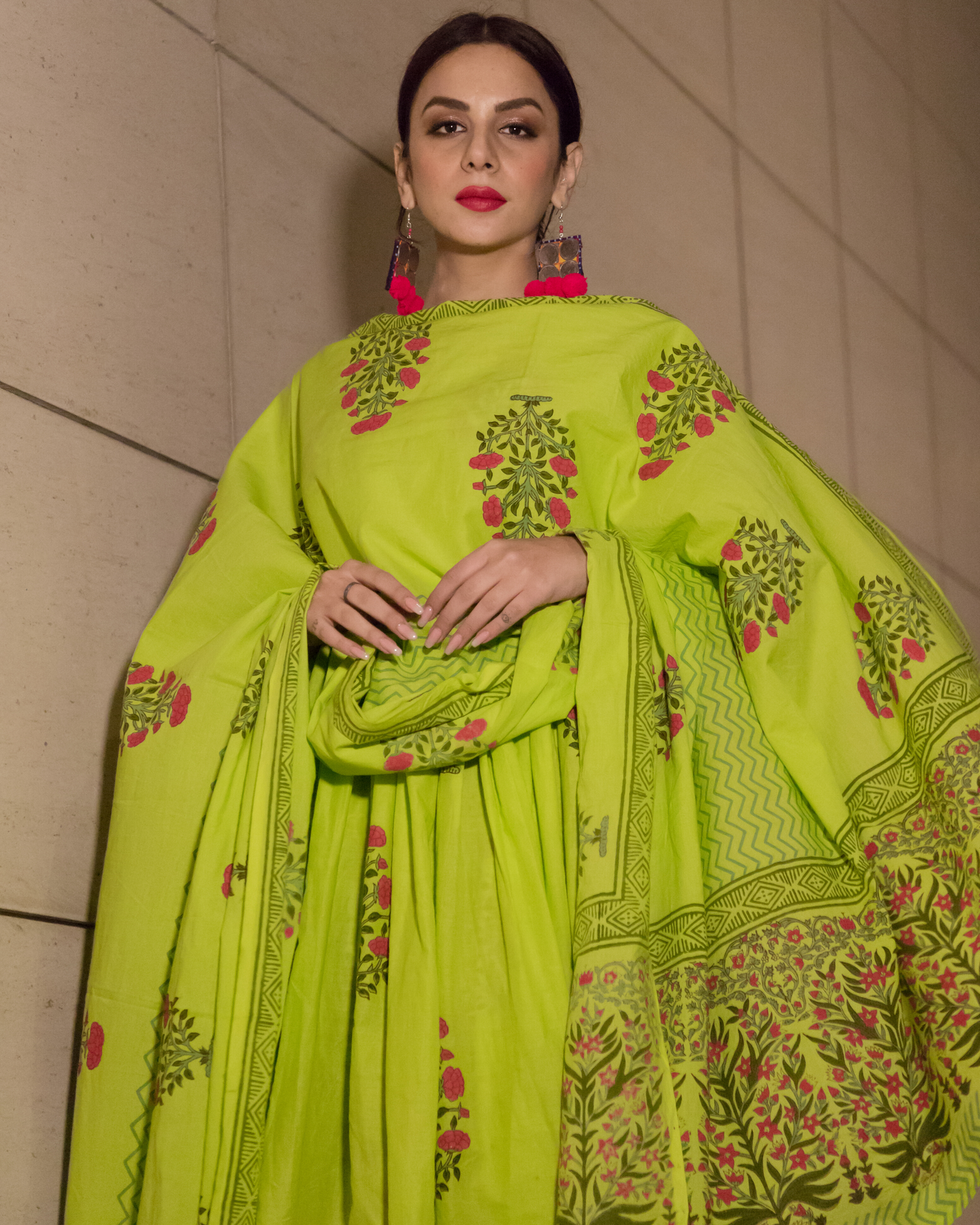 Green Mehrab Handblock Cotton Suit Set