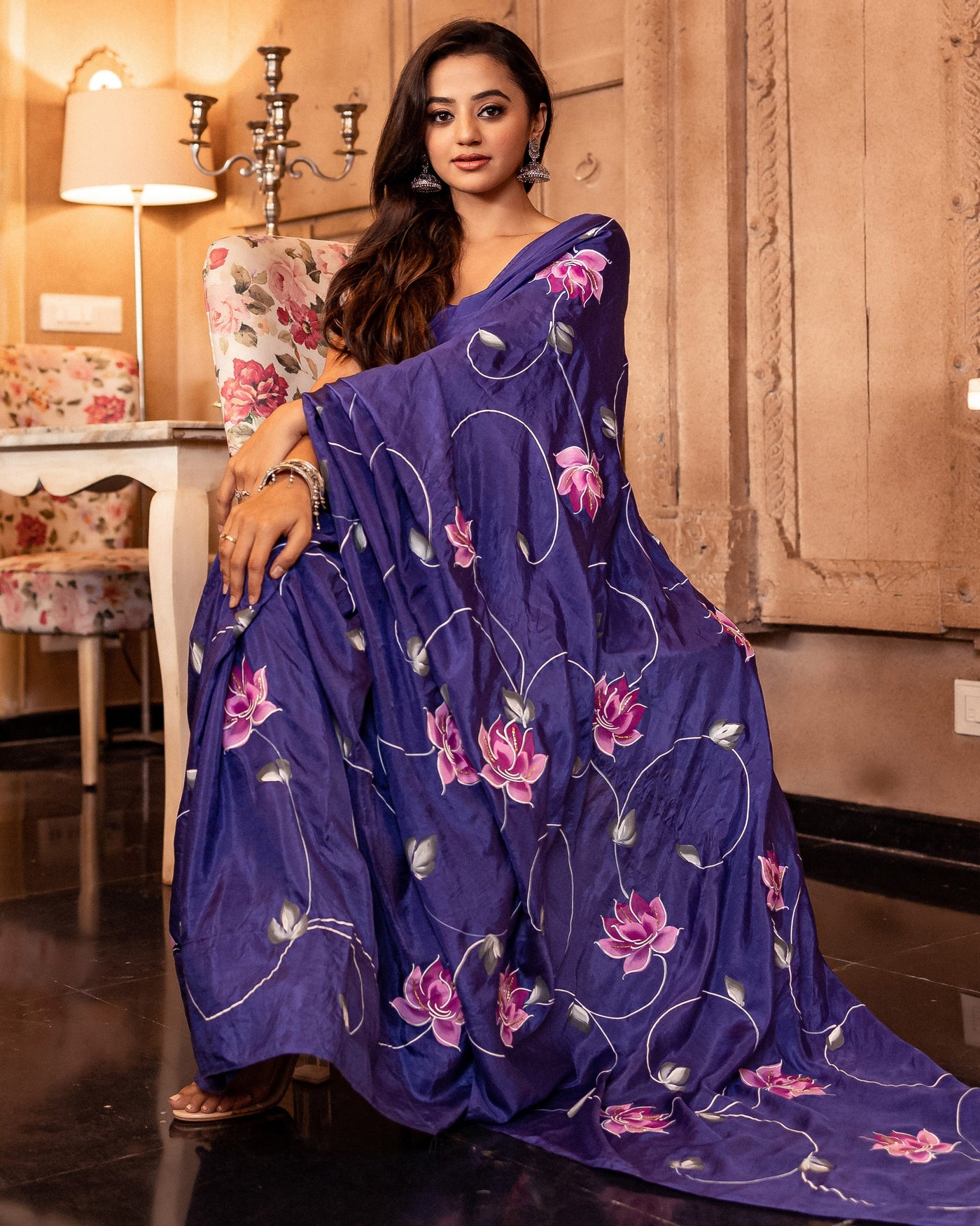 Sarang Handpainted Silk Saree