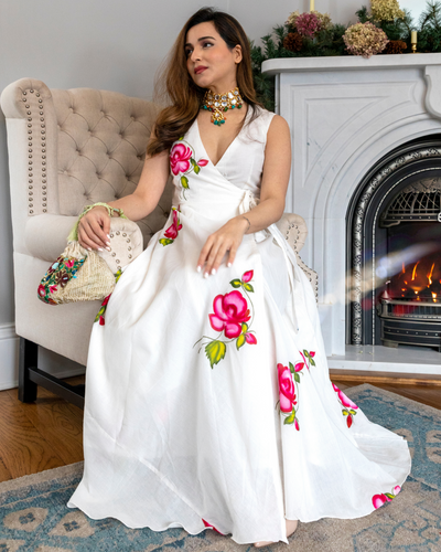 Calla Lily Handpainted Cotton Dress