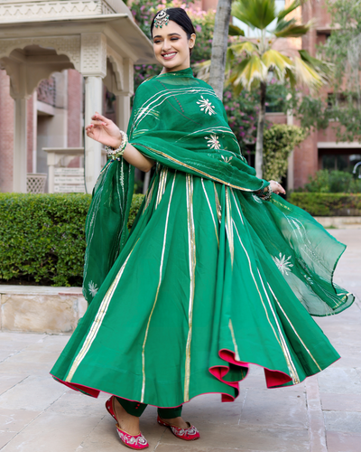 Buy Bandhani Bandhej Gota Patti Work Suits for Women Rajasthani Bandhani  Art Silk Hand Dyed Summer Suit for Women Chanderi Kurta With Gota Work  Online in India - Etsy