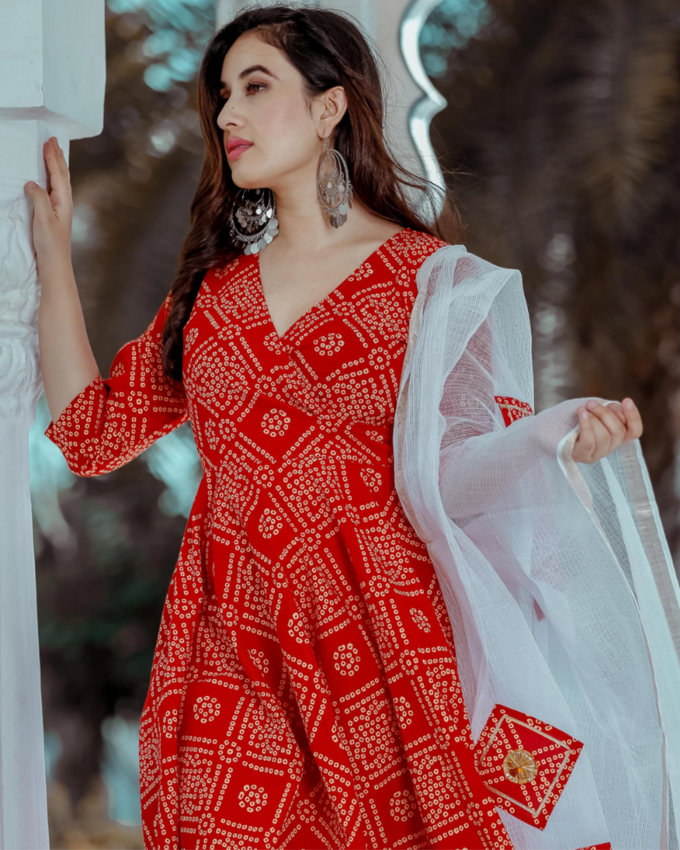 Red Bandhani Suit Set