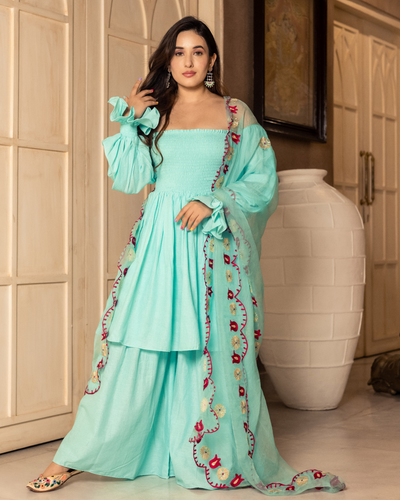 Blue Sharara Suits Buy Blue Sharara Suits Online in India Aachho