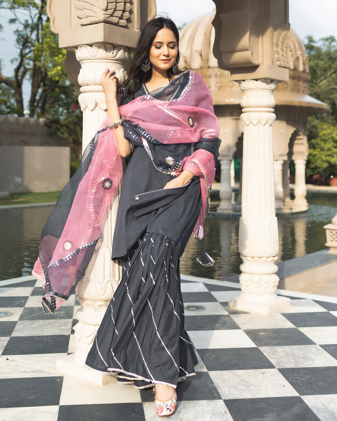 Ramadi Gotapatti Cotton Sharara Set