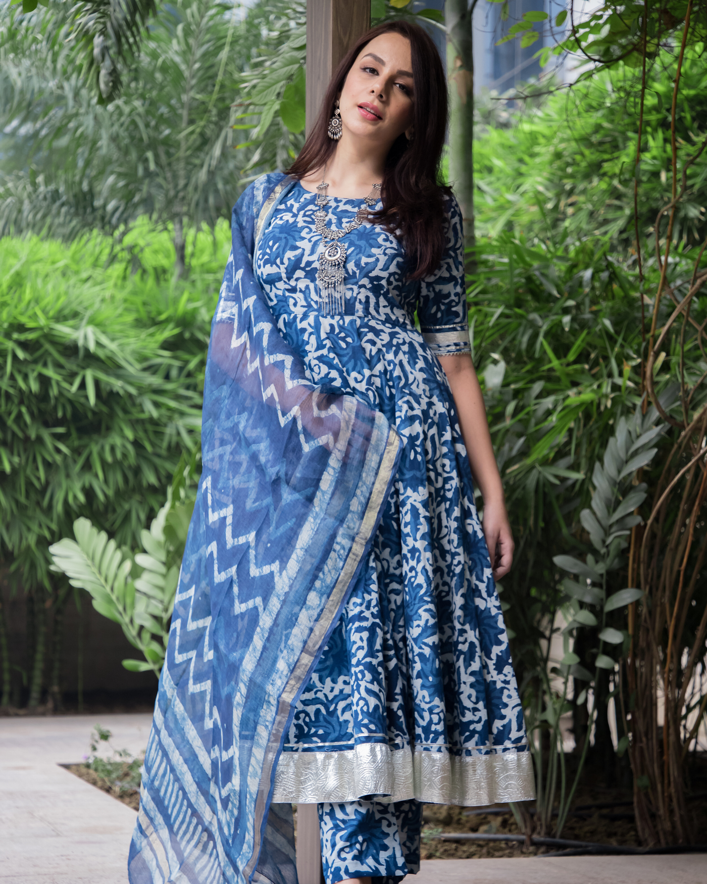Pantone Indigo Handblock Cotton Suit Set