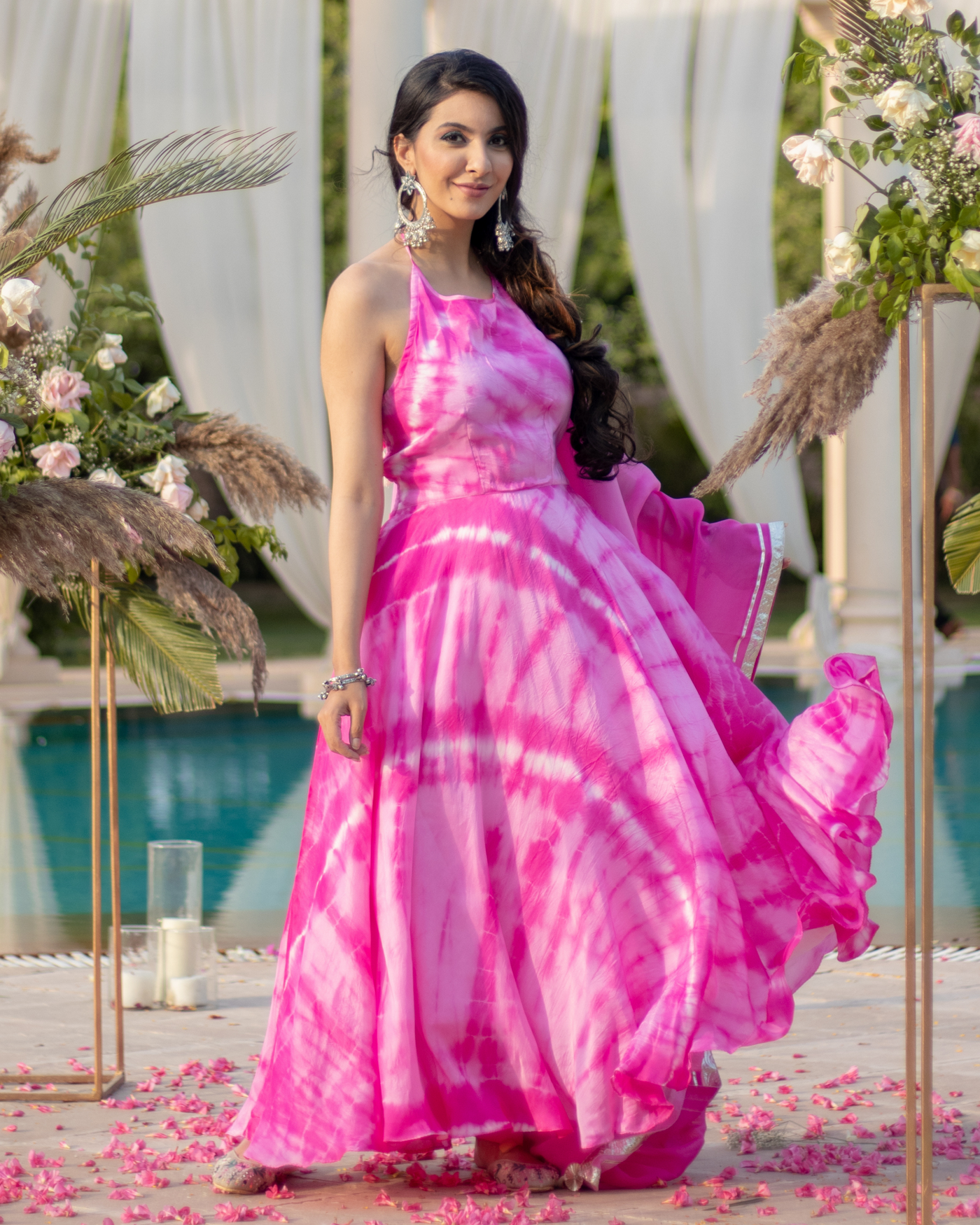 Pink Suit with Black Waistcoat and Pink Tie