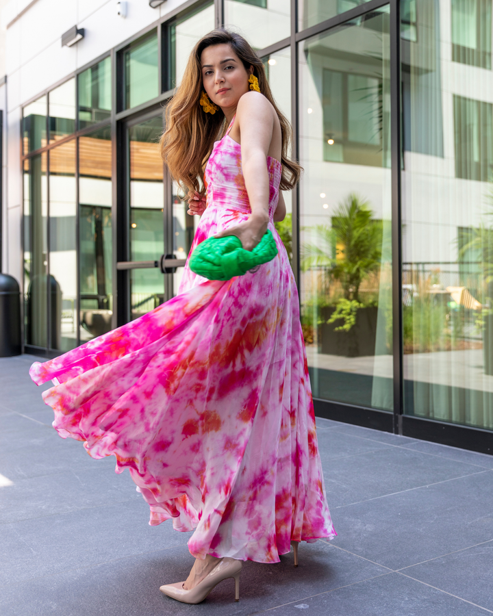 Pink Marshmello Tie &amp; Dye Organza Dress