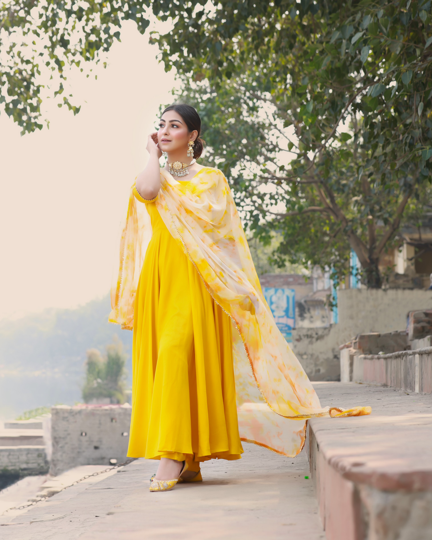 Pansy Yellow Shibori Suit Set