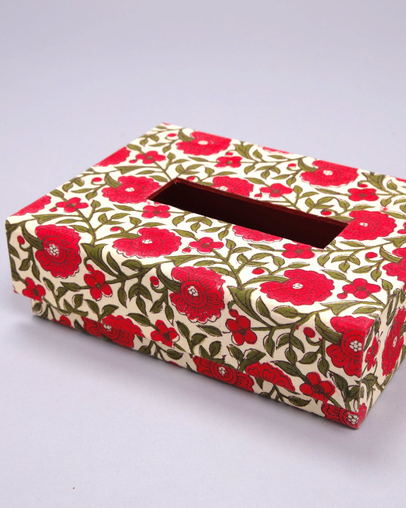 Flame Scarlet Handblock Tissue Box