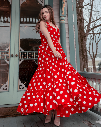 Currant Red Polka Cotton Dress