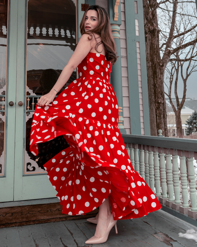 Currant Red Polka Cotton Dress