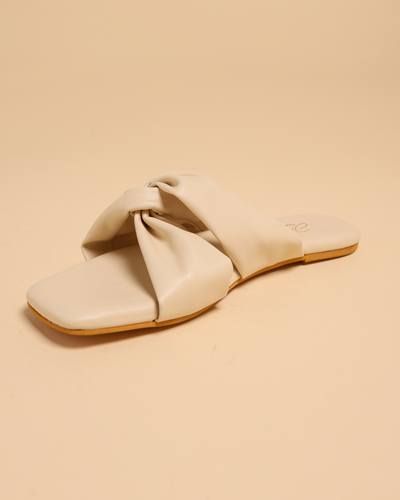 Oyster White Twisted Flats