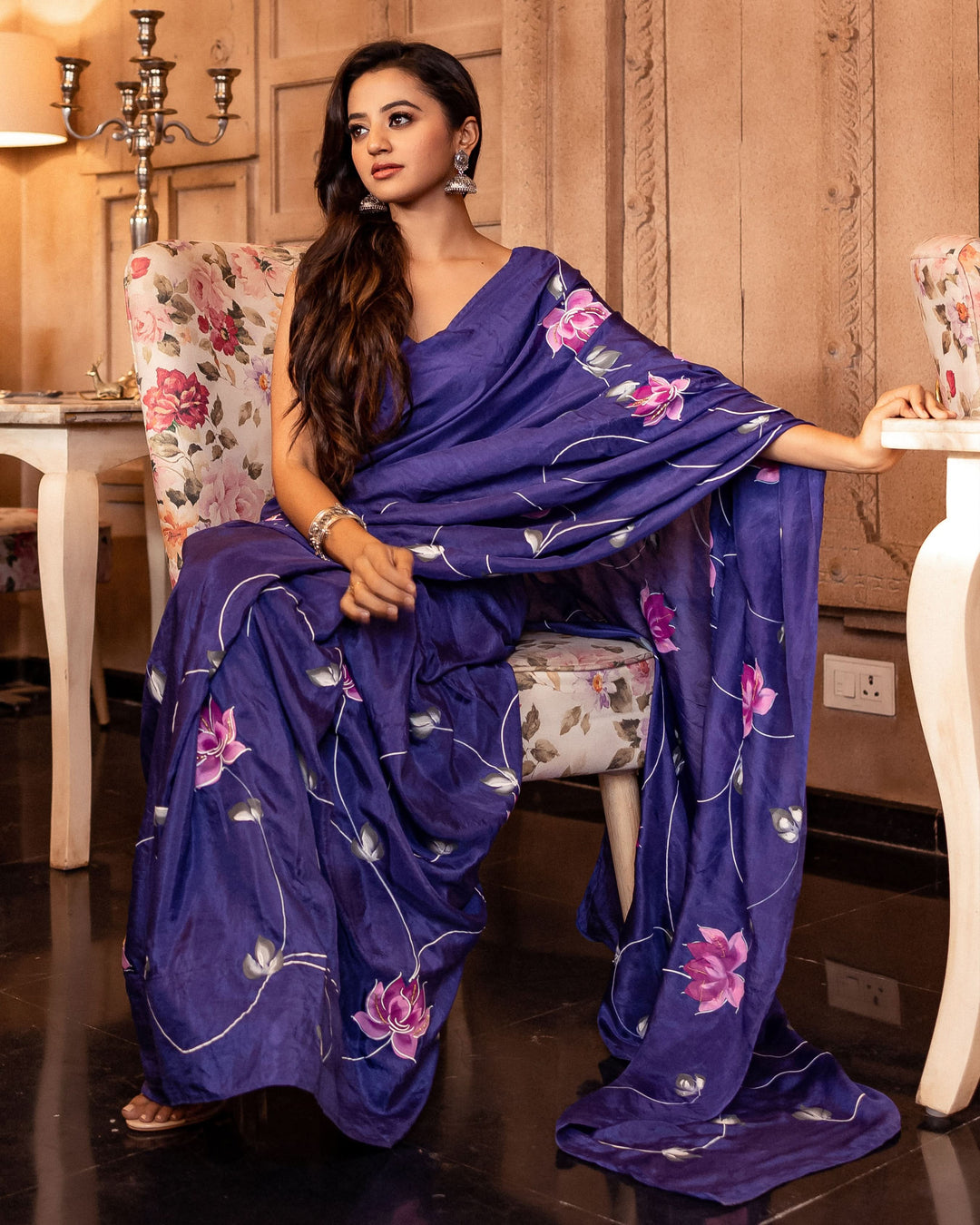 Sarang Handpainted Silk Saree