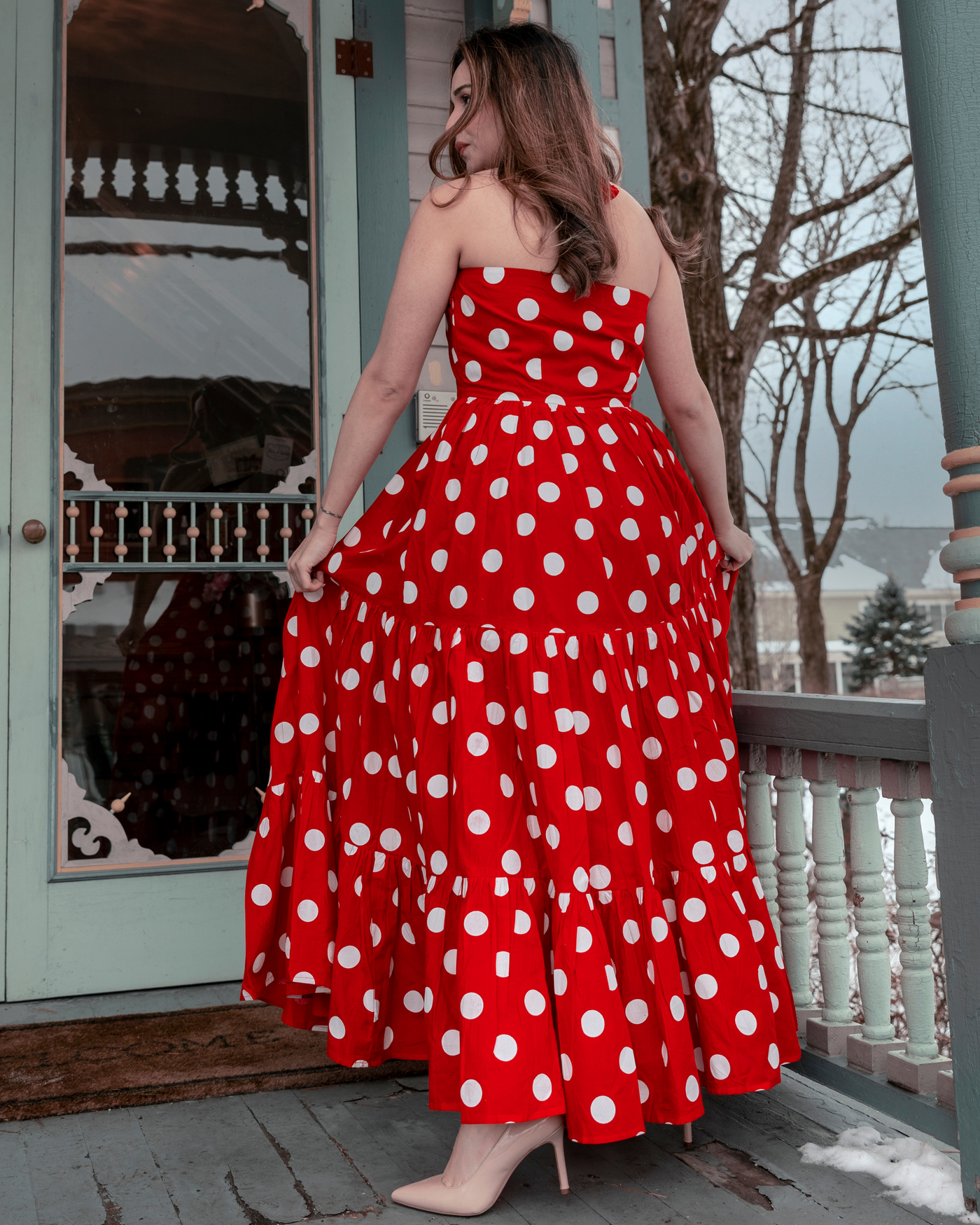 Currant Red Polka Cotton Dress