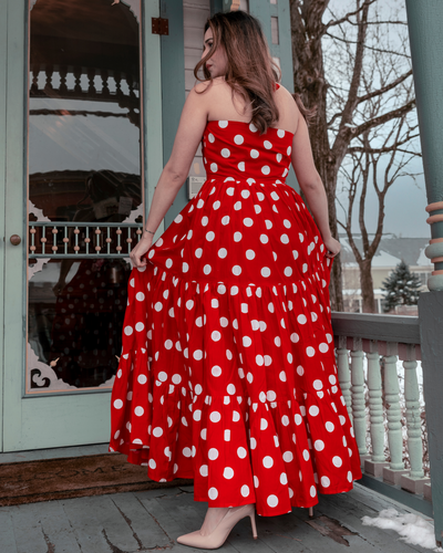 Currant Red Polka Cotton Dress