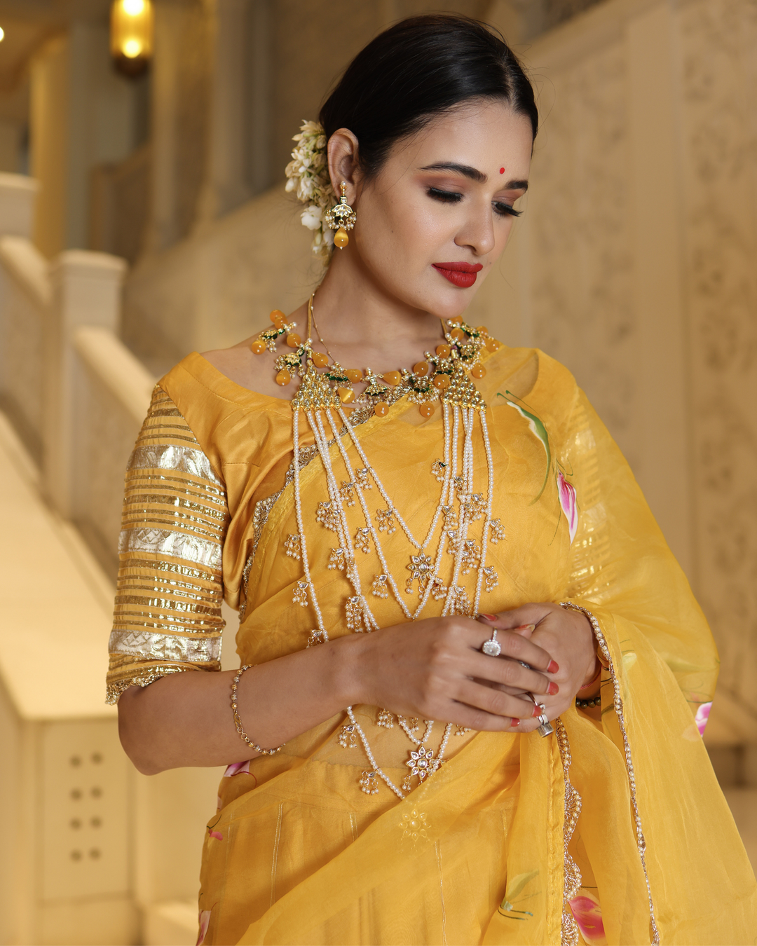 Yellow Slice Handpainted Lehenga Set