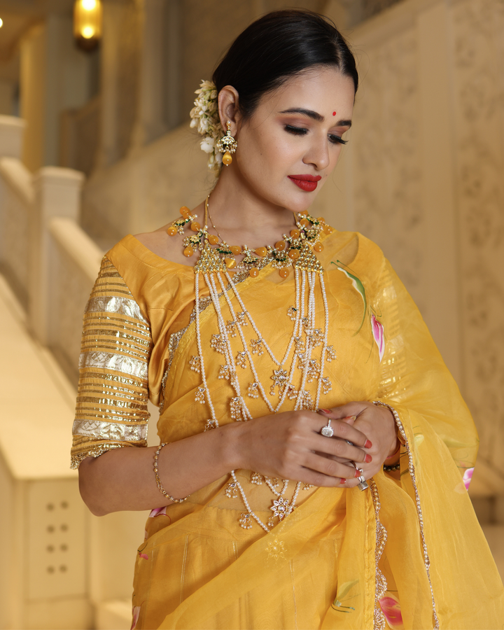 Yellow Slice Handpainted Lehenga Set