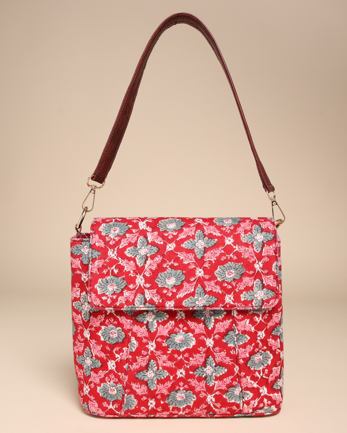 Honeycrisp Cotton Blockprinted Medium Shoulder Bag