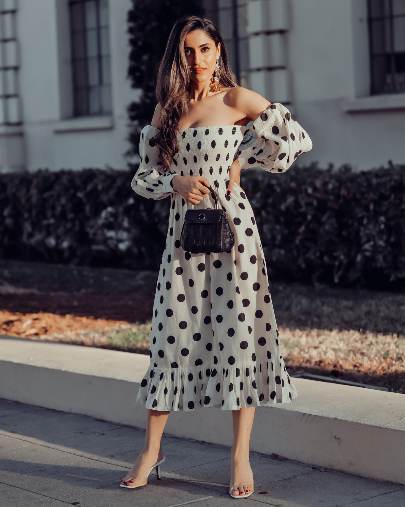 Pale Smoke Polka Cotton Dress