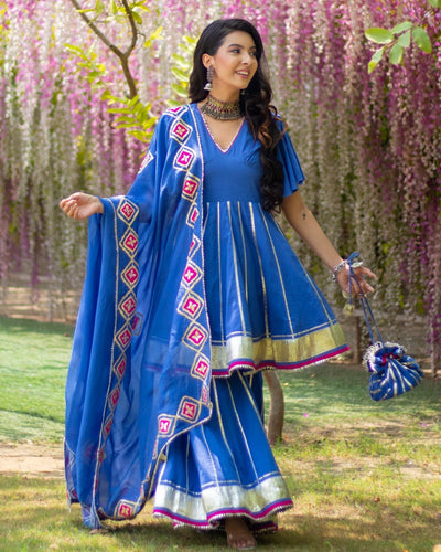 Blue Melody Gotapatti Organza Dupatta