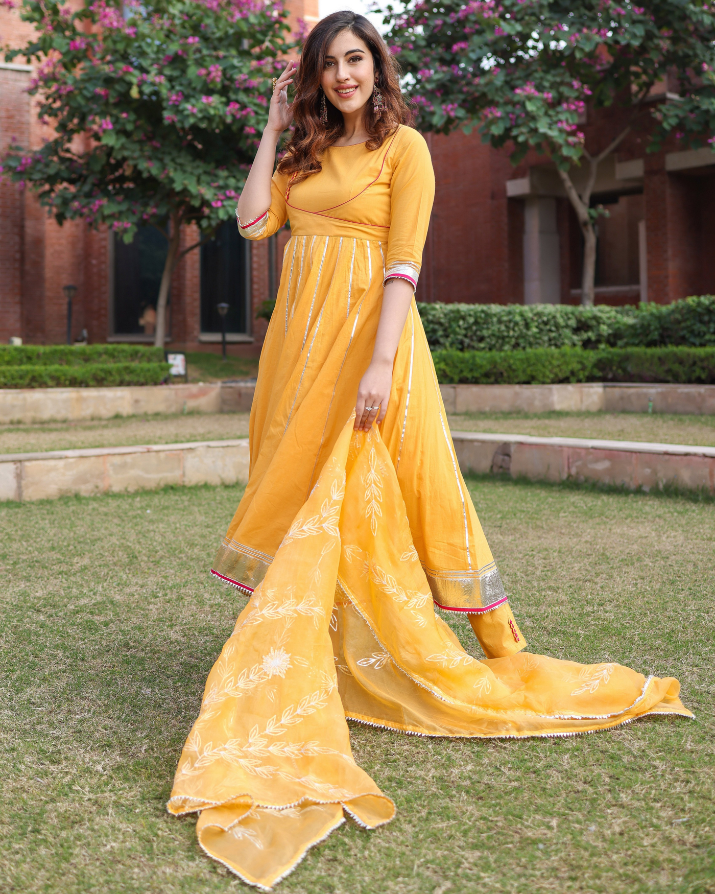 Yellow Popcorn Gotapatti Suit Set