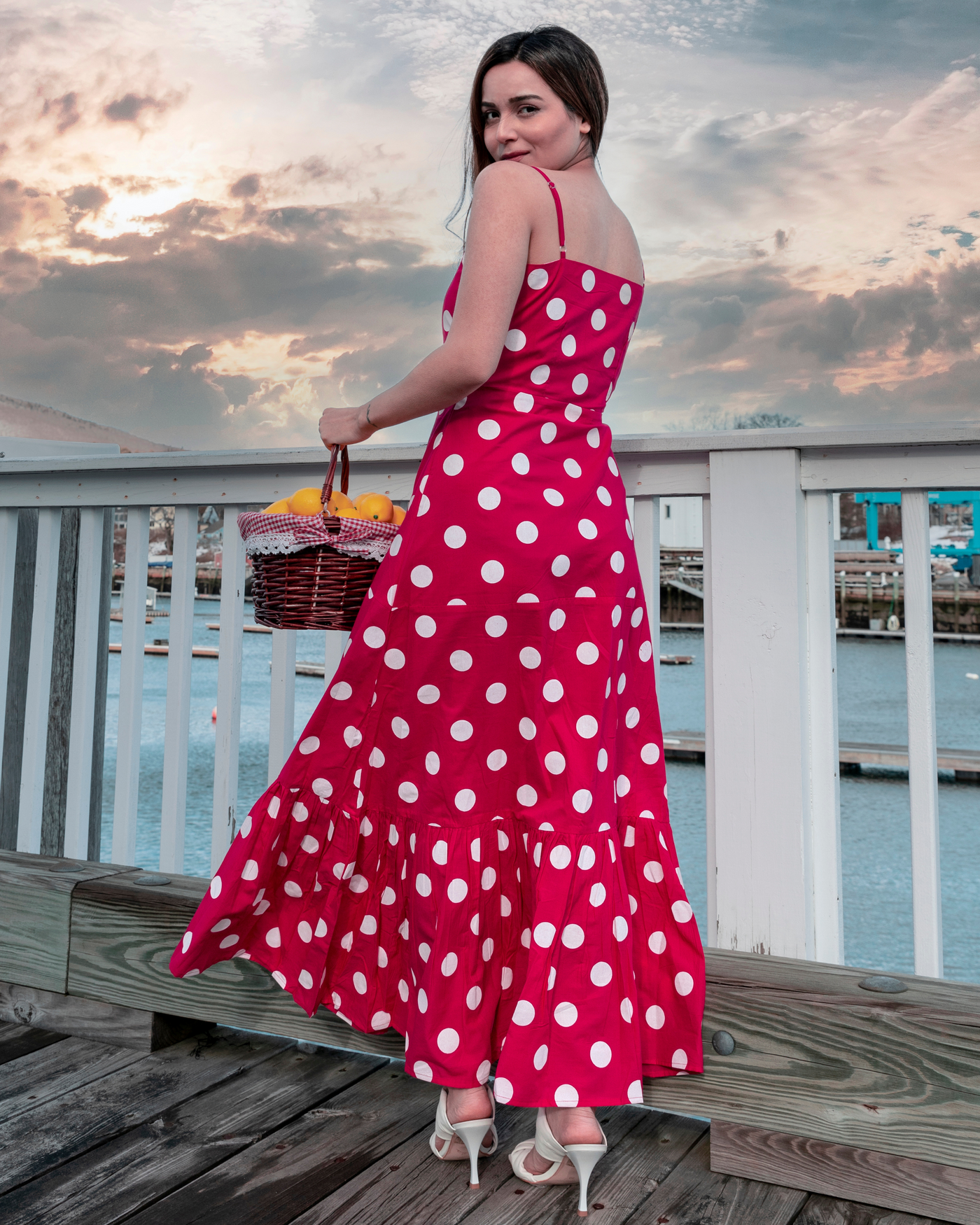 Pink Crepe Polka Cotton Dress