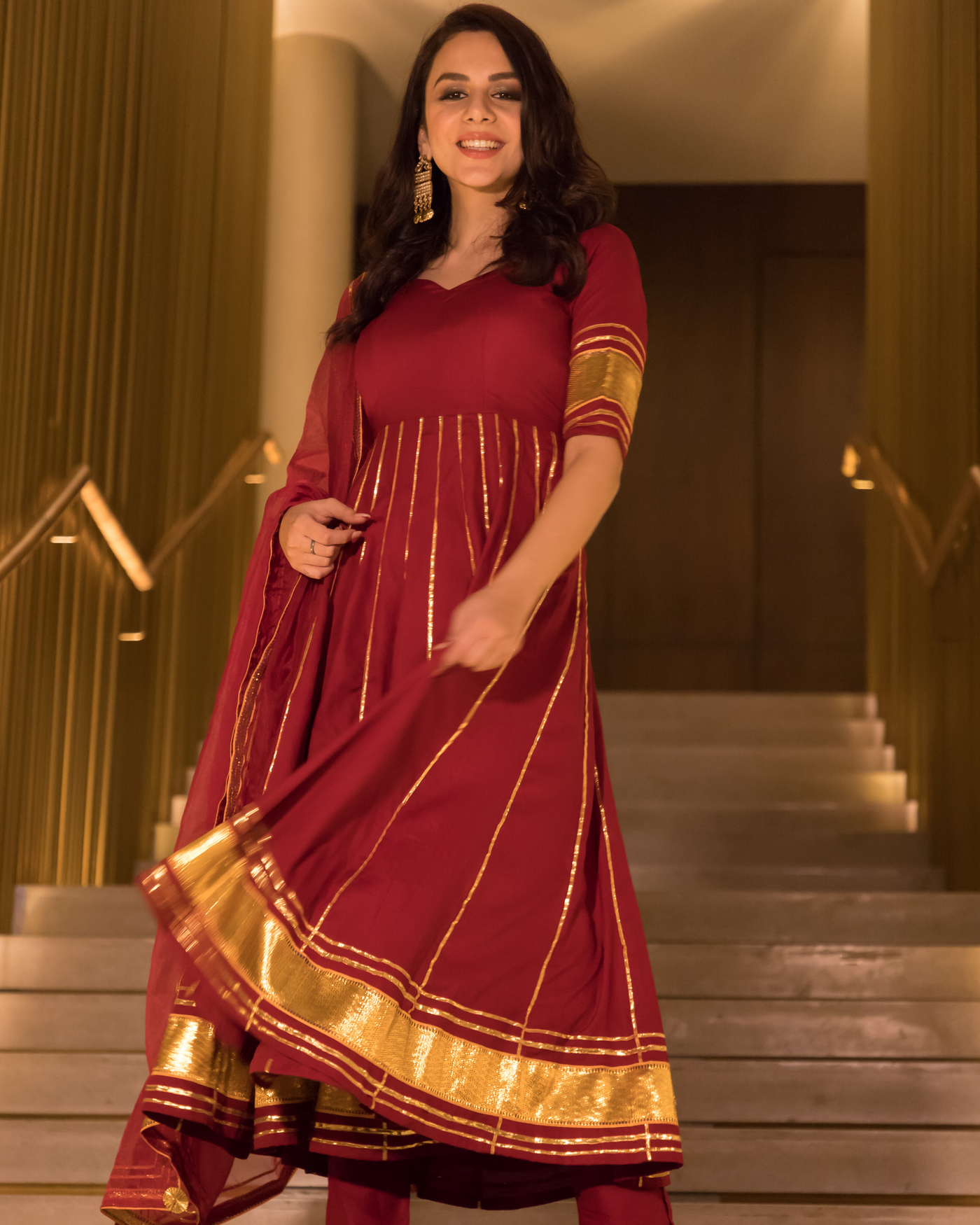 Berry Maroon Gotapatti Anarkali Set