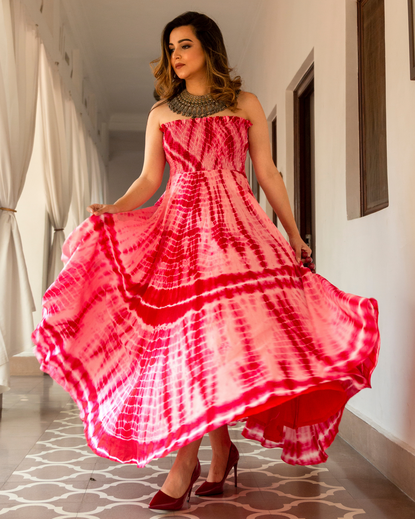 Pink Shadow Tie & Dye Dress