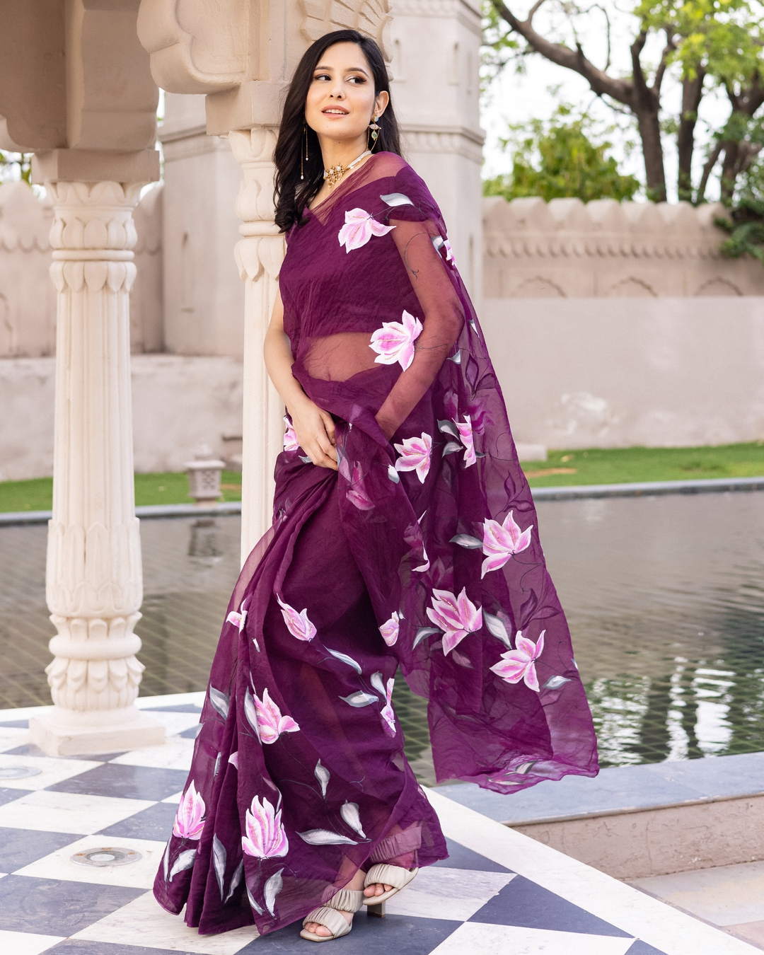 Ragmala Handpainted Organza Saree