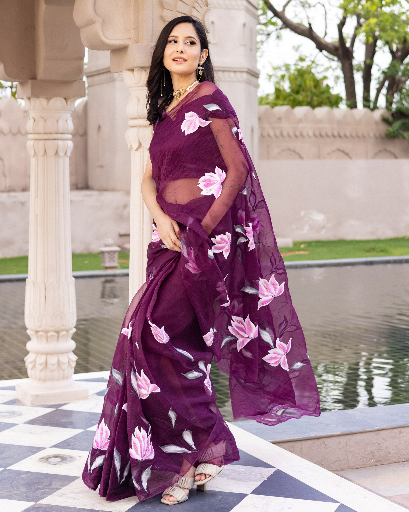 Ragmala Handpainted Organza Saree