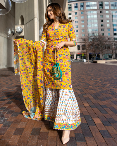 Bollywood Inspired White Net Yellow Salwar Suit Glamorous Women Indian  Dresses | eBay