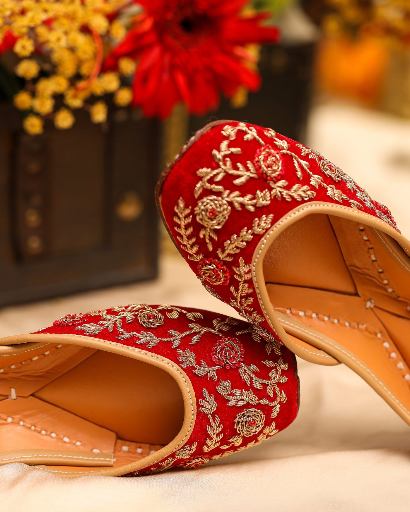 Red Floret Handcrafted Jutti