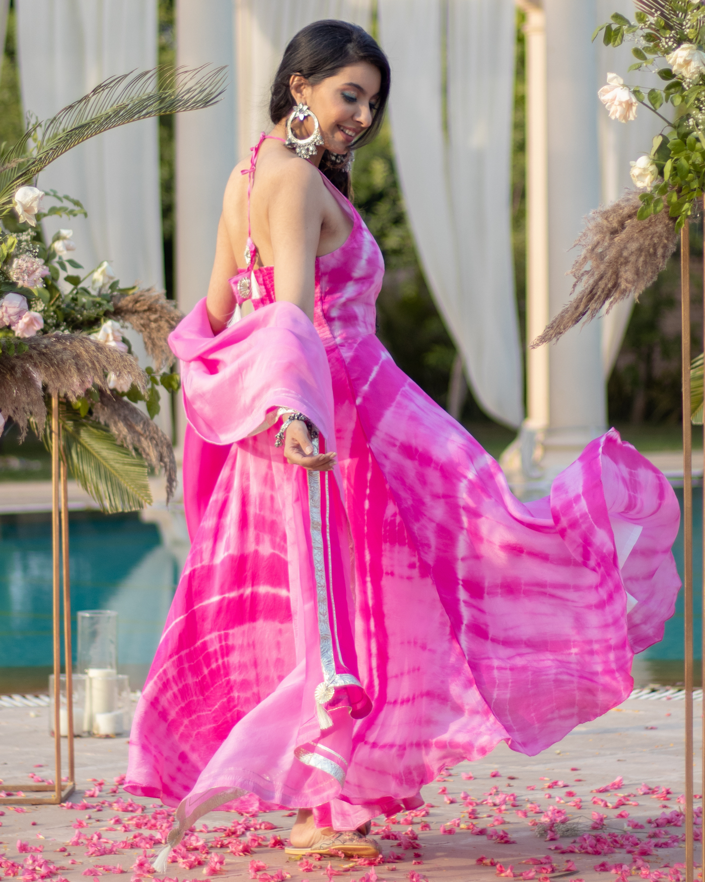 Burly Pink Tie & Dye Silk Suit Set