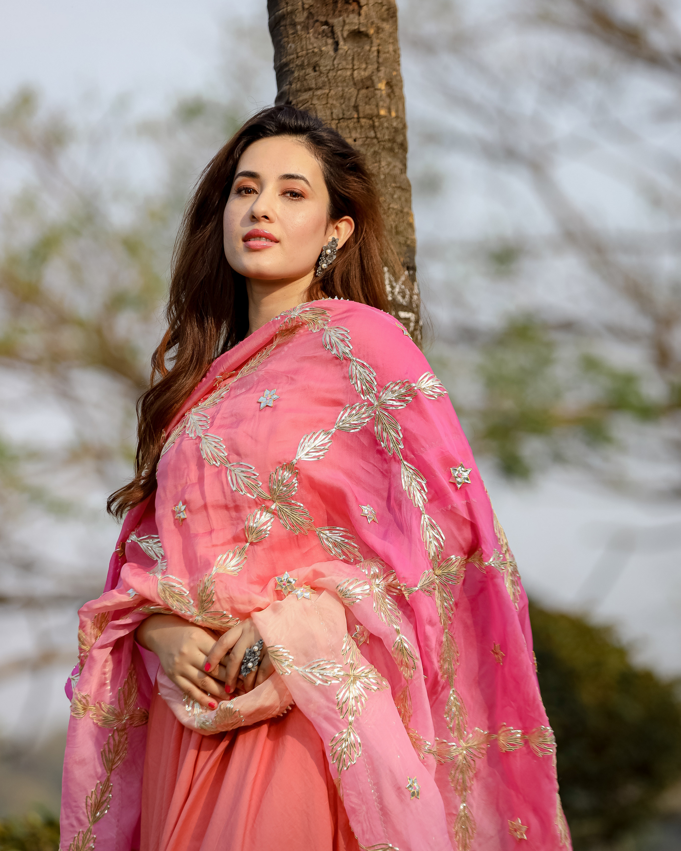 Dazzle Peach Gotapatti Suit Set