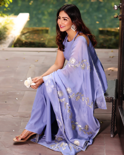 Steel Blue Gota Suit Set