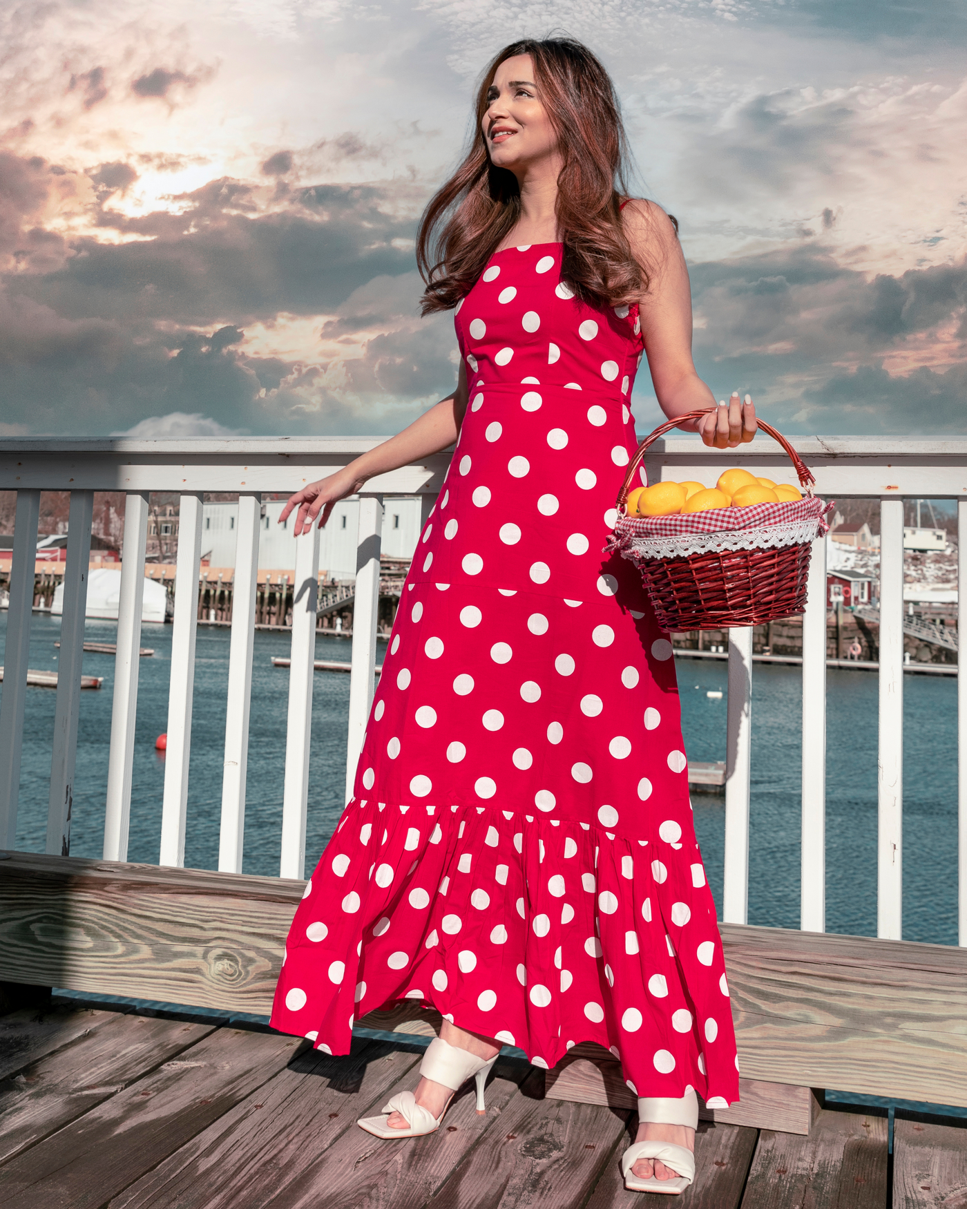 Pink Crepe Polka Cotton Dress