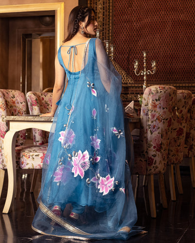 Zarqa Organza Handpainted Suit Set