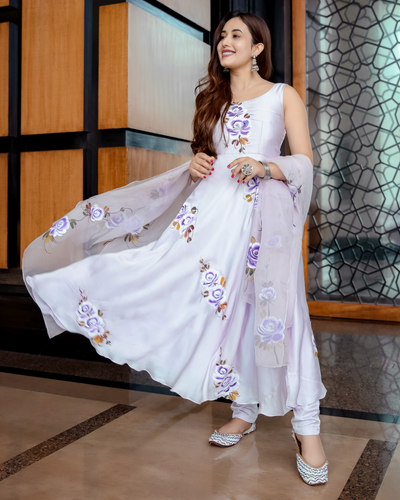 Lilac Orchid Handpainted Suit Set