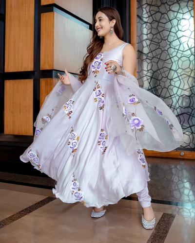 Lilac Orchid Handpainted Suit Set