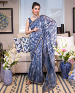 Mehar Shibori Handblock Chanderi Silk Saree
