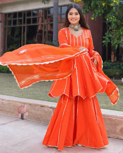 Spanish Orange Gotapatti Sharara Set