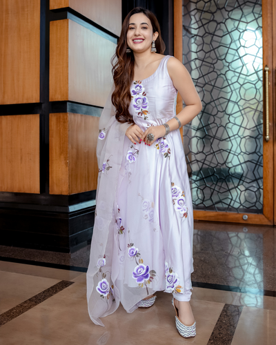 Lilac Orchid Handpainted Suit Set
