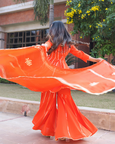 Spanish Orange Gotapatti Sharara Set