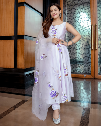 Lilac Orchid Handpainted Suit Set