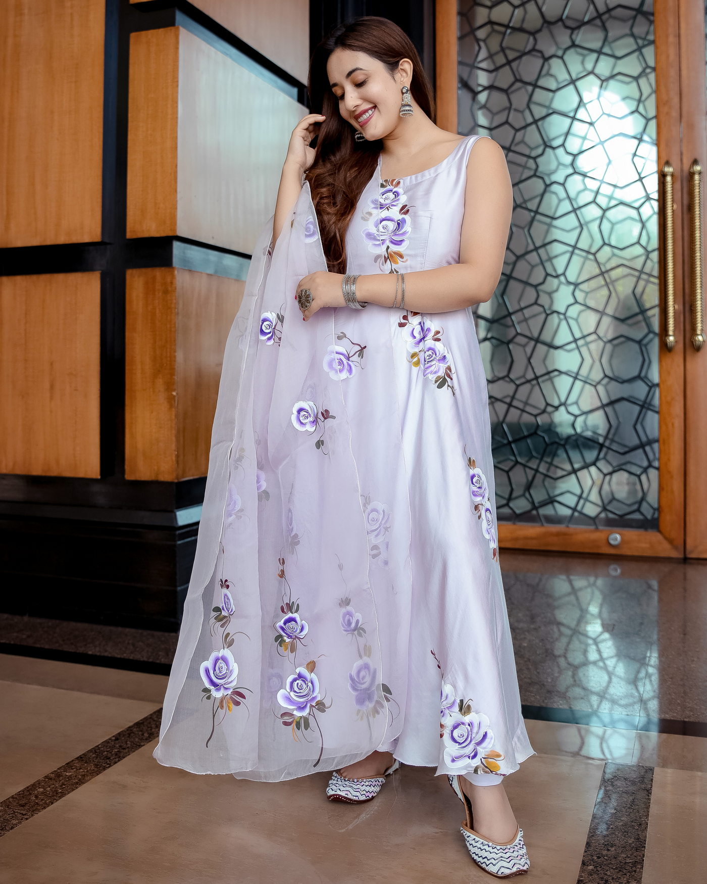 Lilac Orchid Handpainted Suit Set