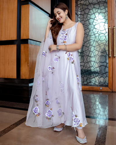 Lilac Orchid Handpainted Suit Set