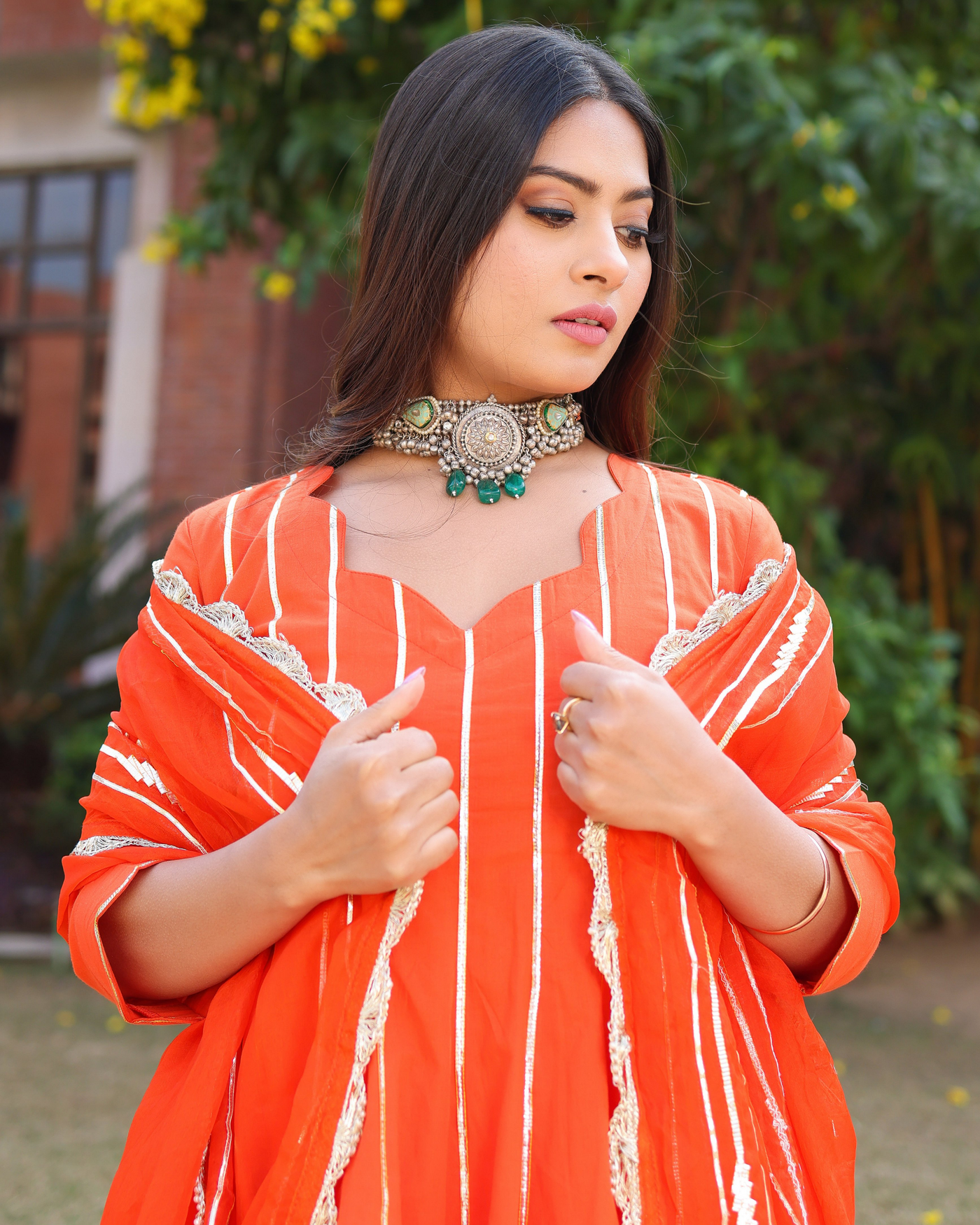 Spanish Orange Gotapatti Sharara Set