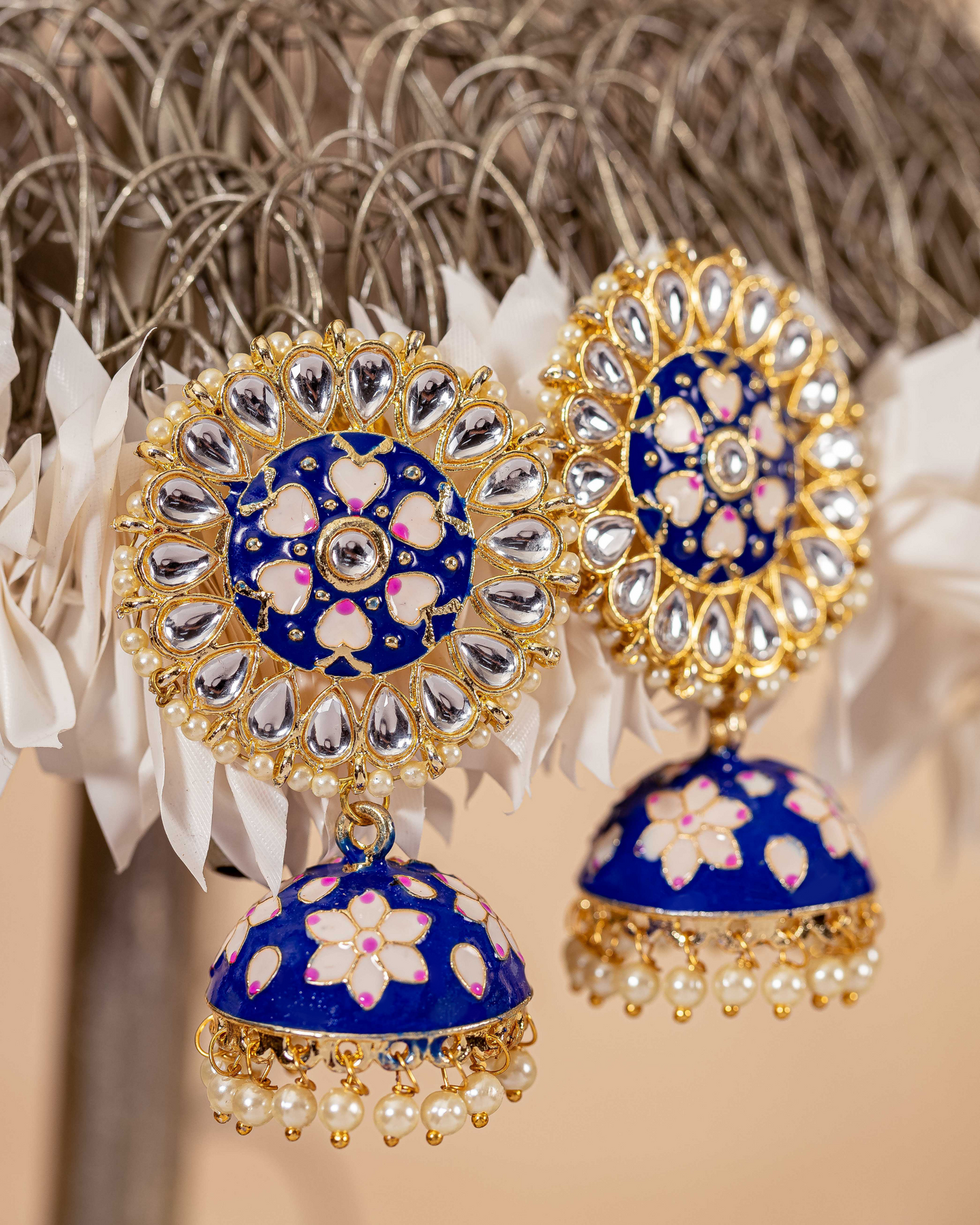 Royal blue and gold 2025 earrings