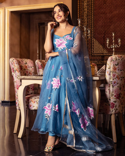 Zarqa Organza Handpainted Suit Set