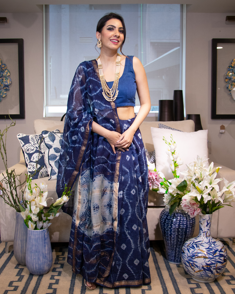 green emerald velvet dress Dusty Pink Indian Gown For Engagement – Gunj Fashion main image 0