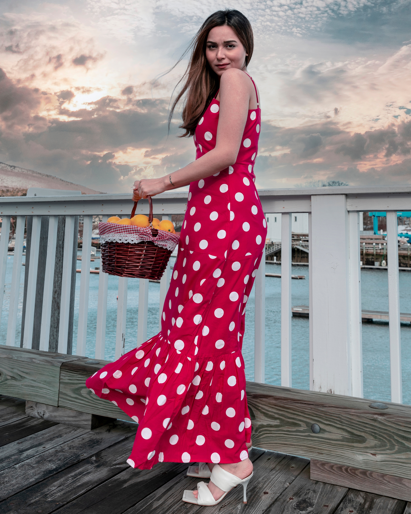 Pink Crepe Polka Cotton Dress